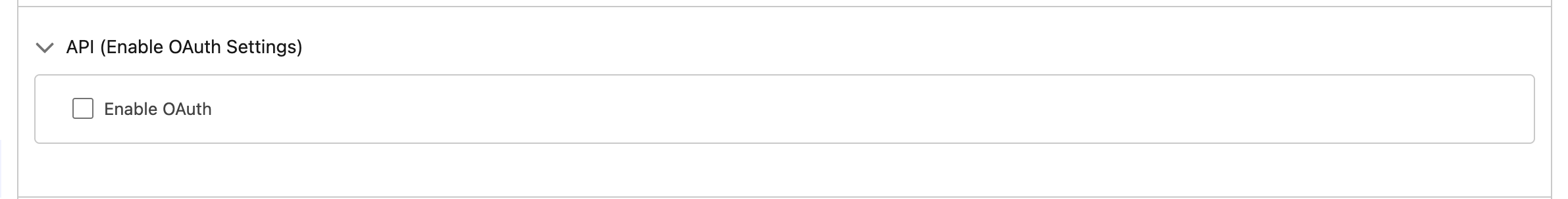 Expanded API section with the Enable OAuth checkbox on the new External Client App form