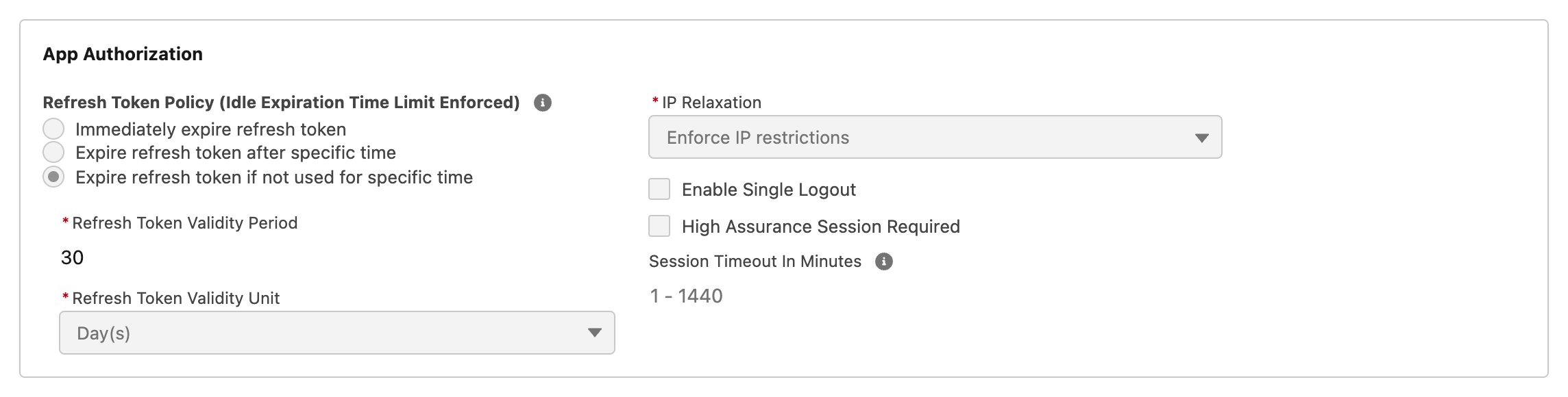 App Authorization controls for refresh-token expiry, IP restrictions and session assurance