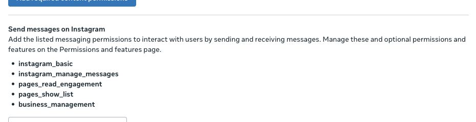 Use the Send messages on Instagram permission list. Content publishing is a separate feature and is not needed merely to answer messages in REDA Connect.