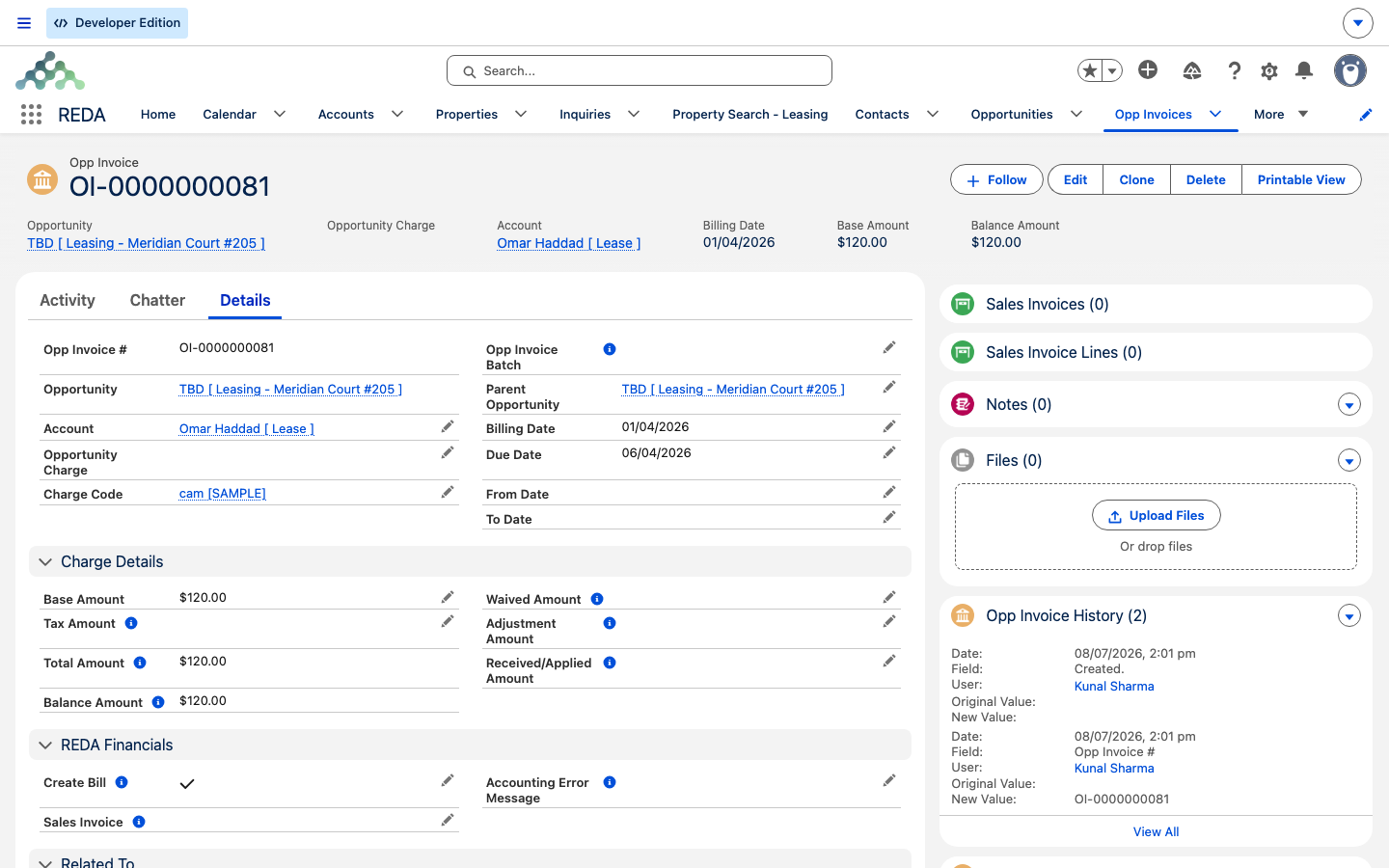 A standalone pass-through utilities invoice not part of any batch