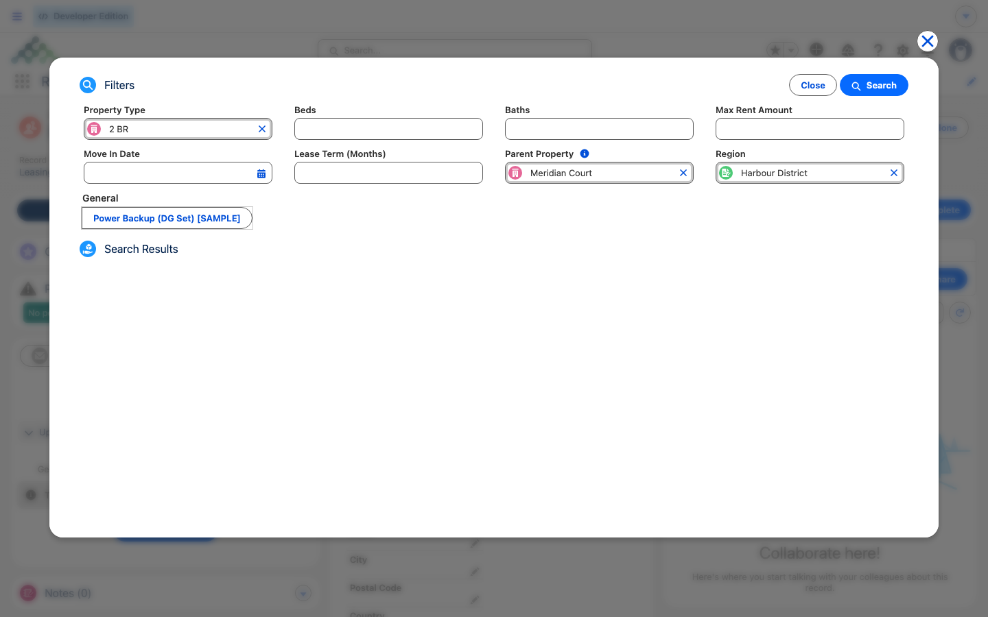 Buscador Matching Properties con filtros heredados de la consulta
