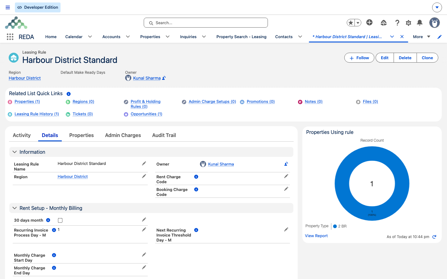 The Harbour District Standard Leasing Rule record