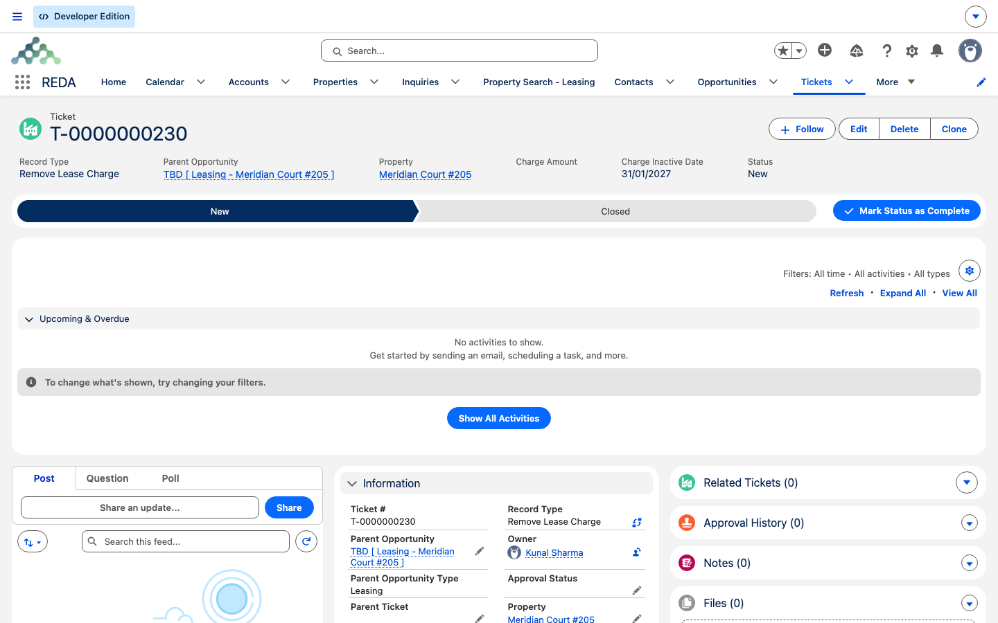 Remove Lease Charge ticket with a Charge Inactive Date chosen