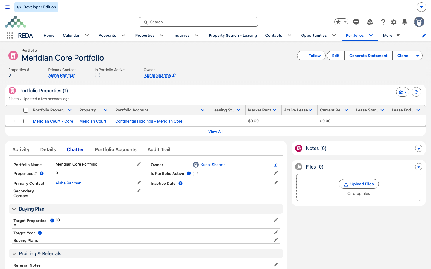 The Meridian Core Portfolio record